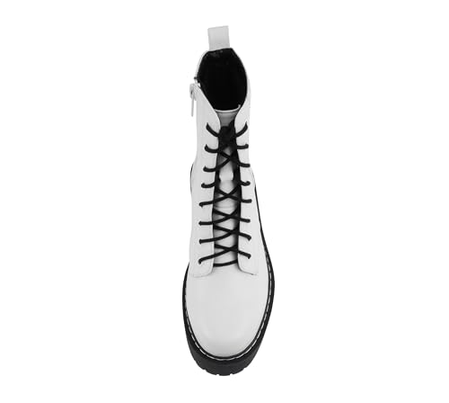 Image of Soda FLING Women Chunky Lug Sole Lace up Fashion Combat Ankle Boot w /Side Zipper