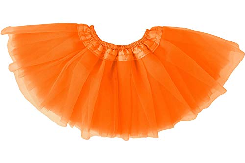 Dancina Tutu Tweens 5k 10k Fun Run Classic Vintage 3 Layer Puffy Tulle Skirt 8-13 Years Orange