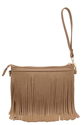 Image of FashionPuzzle Small Fringe Crossbody Bag with Wrist Strap