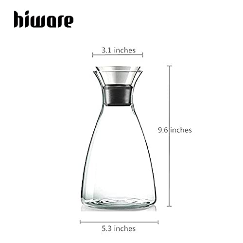 Hiware 50 Oz Glass Drip-Free Carafe With Stainless Steel Flip-Top Lid, Hot And Cold Glass Water Pitcher, Tea/Coffee Maker & Cafe, Iced Tea, Beverage Pitcher As Well As For Decanting And Serving Wine #TOP1