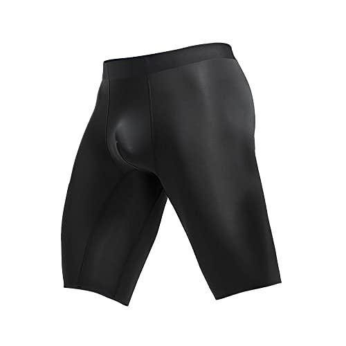 JEKE-DG Men's Ice Silk Underwear Traceless Soft Trunks Boxer Briefs Bulge Pouch Gym Shorts Tights Half Pants (4X-Large,Black-1pc)
