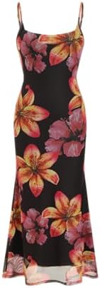 CIDER Women's Summer Floral Maxi Dress Spaghetti Strap Stretch Bo...