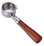 Kafvalubre 54mm Bottomless Portafilter Compatible with Breville Barista Express, Pro, Touch, Bambino, Infuser, Duo Temp Pro Espresso Machine Stainless Steel Portafilter Double Filter Basket-Wooden
