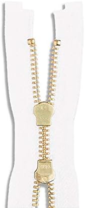 26" Brass Two-Way Jacket Zipper White Separating Zipper Zip for Sewing Craft image 3