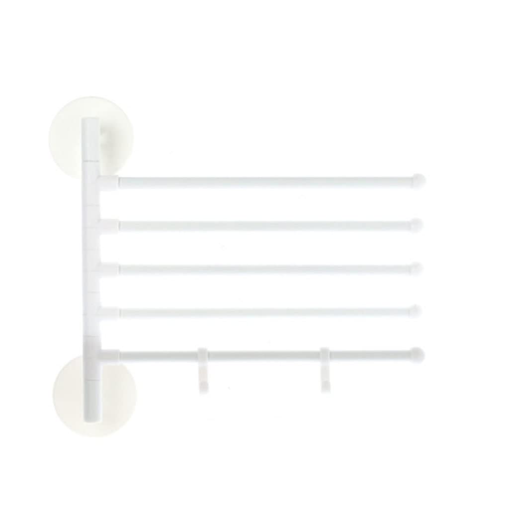 FGXHHS Towel Rail Shelf Bathroom Swivel Bar Hanger Swing Rack With Hook Self-adhesive Wall-Mounted Holder Bath Storage (Blue : B-white, Size 5 Bars)