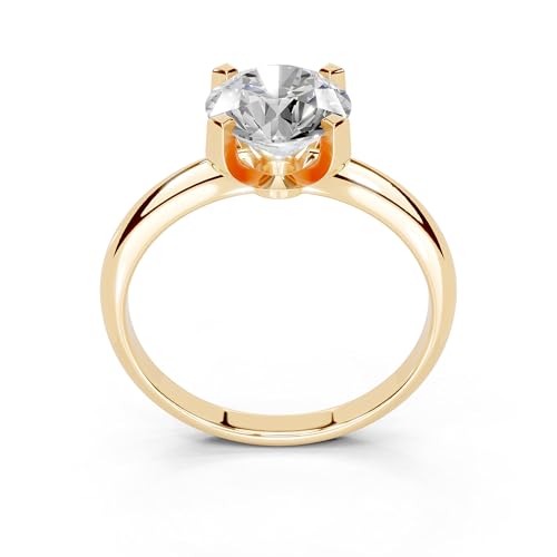 1-5 Carat 14K 18K Gold Platinum Round Cut Classic Solitaire Lab Grown Diamond Ring, Engagement, Anniversary, Wedding, IGI Certified, Promise Rings for Women (1-5 Ct, F-G Color, VS1-VS2 Clarity)2