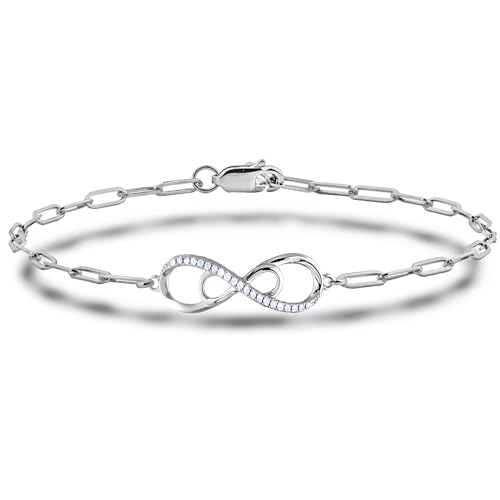 Image of Polar Light Signature Canadian Diamond Charm Bracelet in .925 Sterling Silver - Choice of Rolo or Paperclip Style Chain