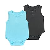 ZFTTZYMX 2-Pack Baby Sleeveless Bodysuits for Summer, Infant Solid Bamboo Viscose Bodysuit 0-24 Months