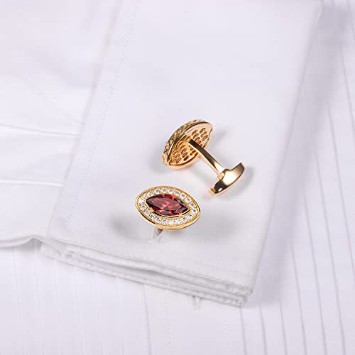 Image of HAWSON Cufflinks for Men, Gold Diamond Crystal Cufflinks for Groom Husband Personalized Gifts, Mens Formal Wedding Business Cufflinks, Luxurious Gorgeous Cuff Links French Shirt Accessories