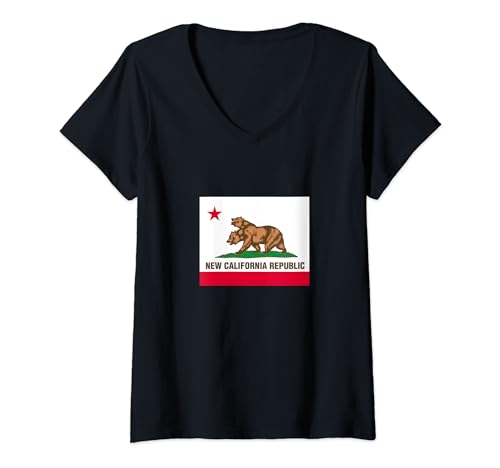 Mujer Nueva República de California NCR Flag State Camiseta Cuello V