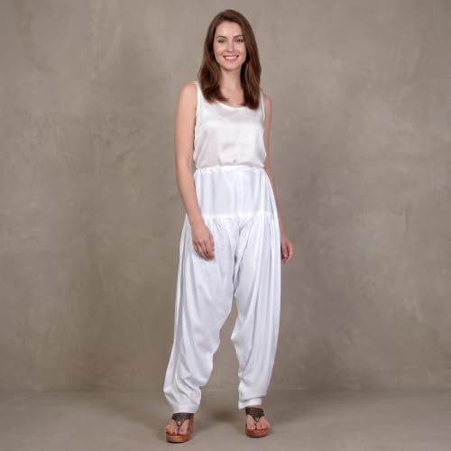 Image of FASHION GALLERY Women's Rayon Relaxed Fit Patiala Salwar with Full Length Drawstring Closure Type and Flexible Waist | Patiala Pant for Woman Free Size Fit Upto XXL
