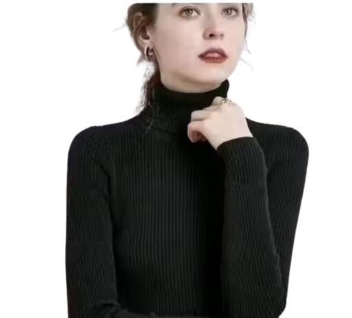 Gili Enterprises Elegant Highneck Knit Top for Women Girls Long Sleeve Cotton Sweater Casual Fit
