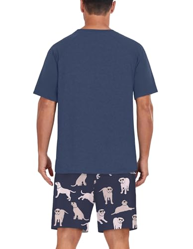 Image of Mens Pajamas Set Lightweight Summer Pjs Sleepwear Soft Comfy Short Sleeve Loungewear With Pocket (S-4X)