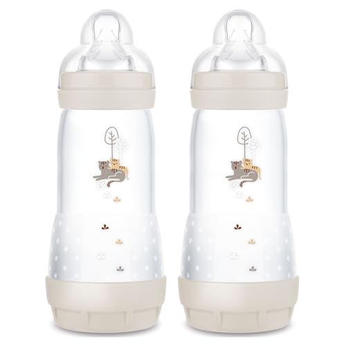 MAM 11oz Easy Start Anti-Colic Baby Bottles, Fast Flow, Breastfeeding-Like Silicone Nipple, Reduces Colic, Gas, & Reflux, Easy-to-Clean, BPA-Free, 4 Plus Months