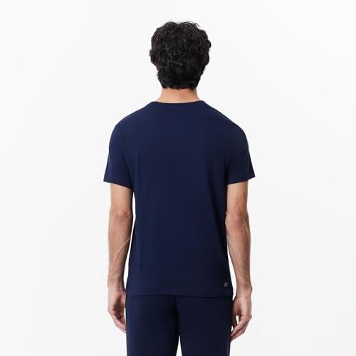 Lacoste Sport TH2042 Camiseta y Cuello Turtle, Hombre, Azul Marino/Blanco, L
