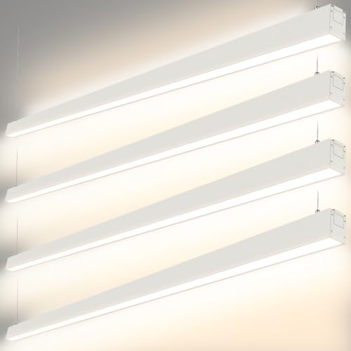 DAKASON 8FT LED Linear Light, 100W 8Foot LED Shop Light Fixture, 70W Down Light and 30W Up Light Optional, 3/4/5000K CCT Selectable, 8' Modern Pendant Lighting NOT Linkable 4 Pack White by DAKASON - Used condition - US$371.70