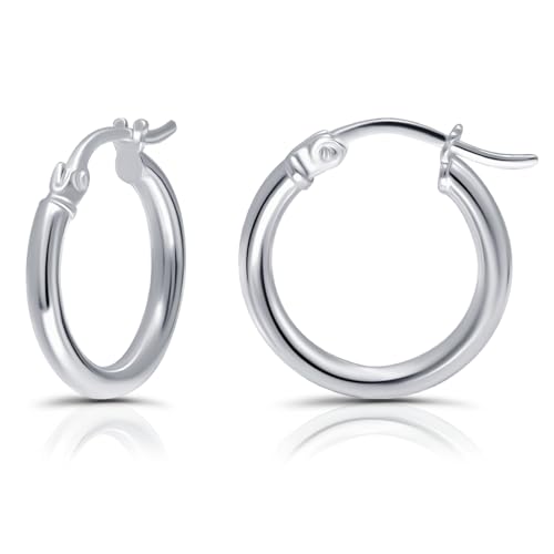 Hoops & Loops - Sterling Silver 15mm High Polished Click Top Hoop Earrings in Sterling Silver