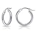 Hoops & Loops Sterling Silver 2mm High Polished Round Hoop Earrings, 15mm