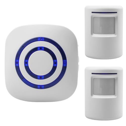 Durchgangsmelder Set, Bewegungsmelder Set mit 1 Elektronischem Plug-in-Empfänger 2 PIR-Bewegungssensor-Detektor, Funkalarmanlage für Laden, Wohnmobil, Zuhause, Garage