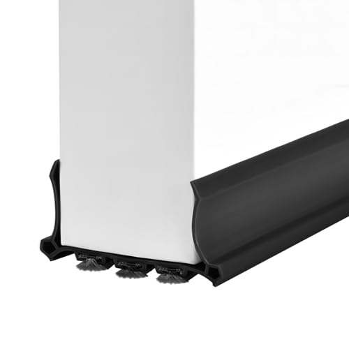 Bas de Porte Isolant, 98 x 5cm Boudin de Porte, AutoadhéSive et Adjustable, Isolant Phonique Thermique Bande D'ÉtanchéIté Anti Bruit PoussièRe Stop à L'Air Froid Anti Souris Fourmi (Noir)