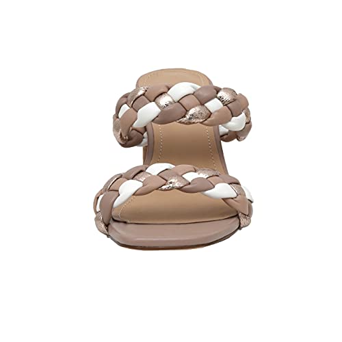 Dunes + Cushionaire Technology Women's Iris Braided Heel Sandal +Memory Foam, Taupe Multi 8.5 #TOP2