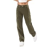 Nina Carter Q1885 damskie dżinsy cargo z wysokim stanem, spodnie cargo stretch z prostymi nogawkami, S