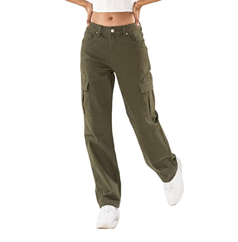 Nina Carter Damen Cargo Jeans Q1885 High Waist Cargohose