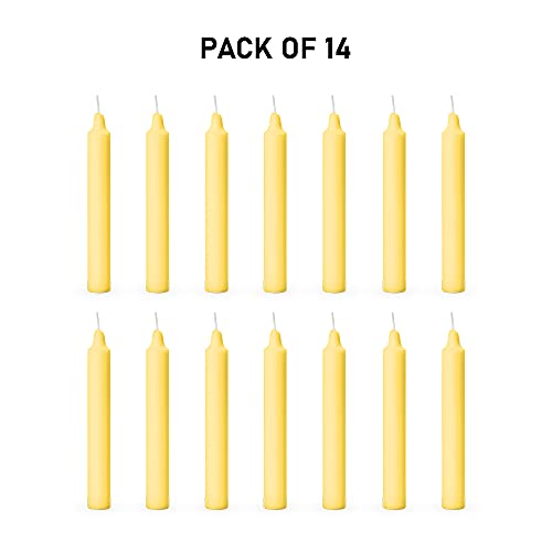 Image of AuraDecor Pack of 14 Stick Candles || Especially Meant for Healing, Chakras, Ritual Candles, Decoration, Lighting, Home Decor || Burning Time 3 to 4 Hours Each (Yellow)