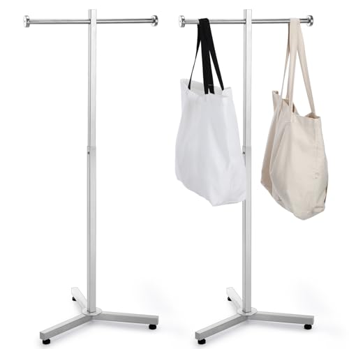 Blulu 2 Pcs Heavy Duty Adjustable Shopping Bag Rack Metal Rack for Retail Store Chrome Handbag Display Stand for Trade Show Boutique Small Business, 45 Inch (Silver)