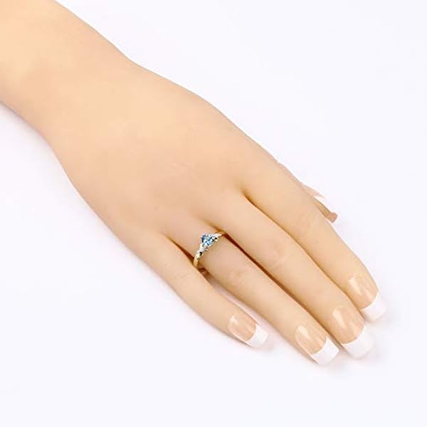 The Blue Topaz Ring Collection: 9ct Gold Heart Shaped Swiss Blue Topaz & Diamond Set Shoulders Engagemen Ring, Mother's Day, Size H,I,J,K,L,M,N,O,P,Q,R,S,T,U,V,W …