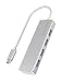Produktbild ICY BOX 60437 BOX 4-fach USB-C Hub mit 4x USB 3.0, USB 3 Anschluss, Aluminium, integriertes Kabel, silber/weiß