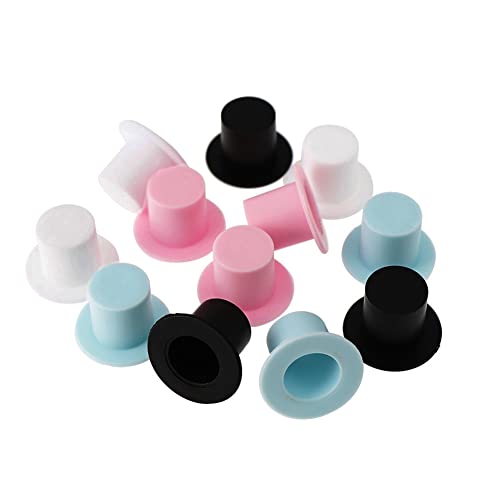 luzen 60Pcs Plastic Mini Top Hats Clown Magician Hats Miniature Top Hats DIY Christmas Decorative Hats Craft Accessories for Crafts DIY Christmas Decoration Party Supplies 4 Colors