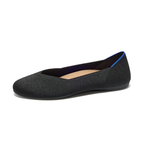 Rothys The Daily Flat for Women Pointed-Toe Ballet Flat Slip-On Shoe with Cushioned Insole Sustainable & Machine Washable Black Size 8.5