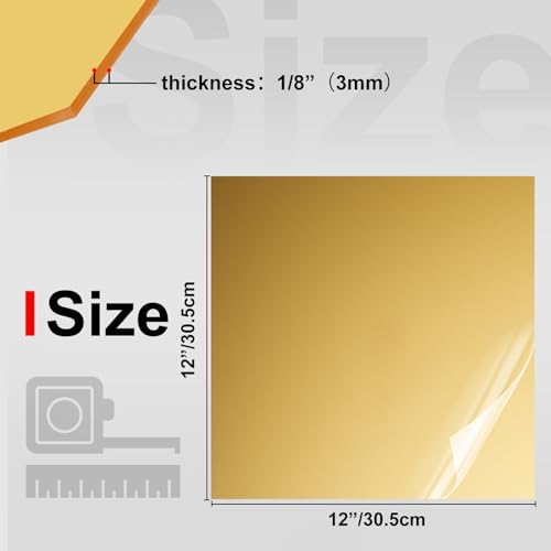 Image of KINLINK 12x12 Plexiglass Sheets 1 /8 inch Thick - 3mm Mirror Cast Acrylic Sheet, Plastic Board Polycarbonate Sheet for DIY Project, Craft, Wall Mirror, Acrylic Sign and Wedding Invitation 4 Pack