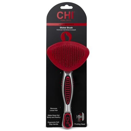 CHI for Cats High-End Self-Cleaning Slicker Brush, Perfect for Indoor Long-Haired Pets, Effective Shedding and Grooming Tool