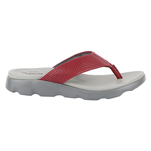 Image of Medifeet Broad Strap Cushioned Leather Slippers for Women
