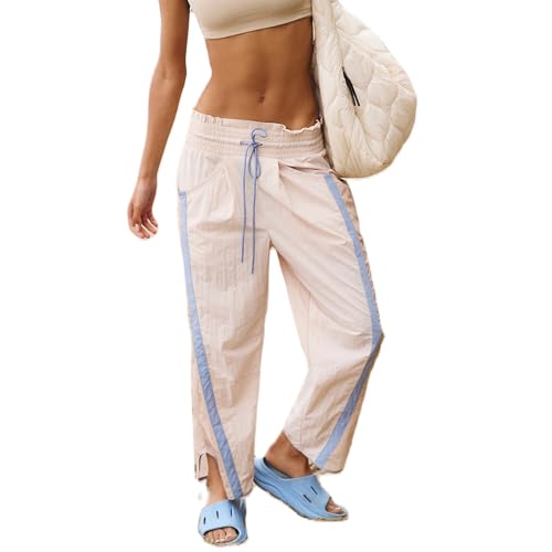 Pantalon à rayures pour femme taille haute élastique Y2K