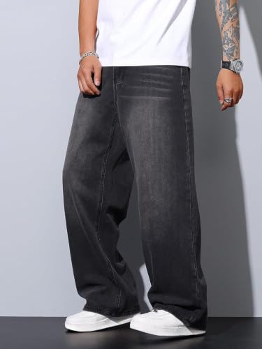 Image of Tweezers Straight Fit Men Black Jeans| Loose Fit Men Jeans | Mid-Rise Waist| Whiskers
