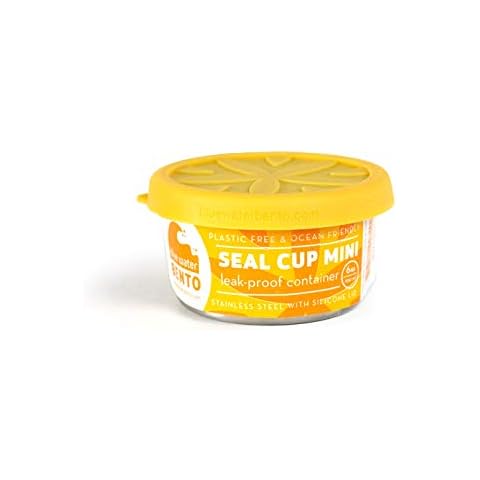 Ecolunchbox Seal Cup Mini | Stainless Steel Leak-Proof Seal Cup | Food Container with Silicone Lid, Holds 3oz (equivalent to 90 ml) | 2.6 inches Round by 1.5 inches Tall (6.6 cm Round x 3.8 cm Tall) Cover