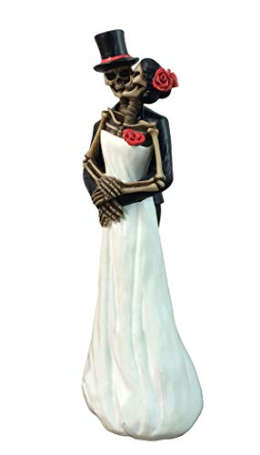 Dwk Skeleton Couple Figurine Wedding Cake Topper | Till Death Do Us Part Wedding Decor | Skeleton Halloween Decoration | Dia De Muertos Decorations - 8" #TOP3