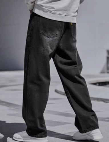 Image of Men's High-Rise Baggy Fit Jeans - Loose Fit Denim Pants for Casual & Streetwear - Trendy Comfortable Wide-Leg Jeans for Men