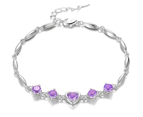 Nilu's Collection Heart Adjustable Bracelet Purple - Image 2