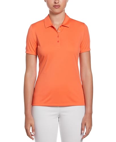 Image of Callaway Women's Tournament Short Sleeve Golf Polo Shirt, Added Stretch, Moisture-Wicking, Sun Protection, Hot Coral, M