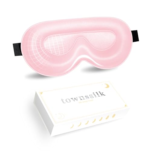 townsslik - Maschera oculare 3D per dormire, double face, 19 mm, in lussuosa seta di gelso, non danneggia le ciglia, comoda per gli occhi, fascia regolabile, colore rosa