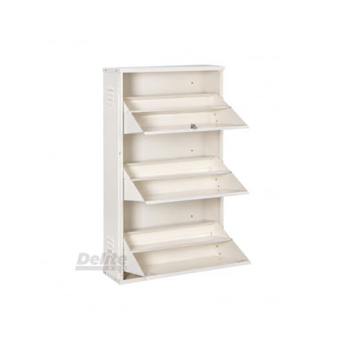 Image of DELITE KOM AIRO 24 inch 6 Shelf Double Decker Metal Shoe Rack Wall Mount for Home with Lock | Air-Vent Panels Keep Shoes Odour-Free | 18 Shoes /30 Slippers | 1Yr Warranty | 41x24x8 Ivory | DIY