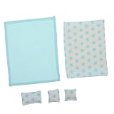Toddmomy Sábanas para Casa De Muñecas Incluye Sábana Edredón y Almohadas Miniaturas Realistas para Dormitorio De Juguete