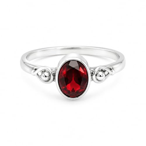 Bague ovale grenat véritable argent 925 femme bijou intemporel discret