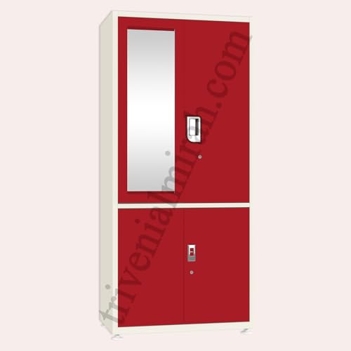 Image of Triveni almirah GOMTI-4 Model |10-Year Guarantee on Paint & Lock |Spacious 4-Door Steel Wardrobe with Top & Bottom Storage Sections| Powder Coated Finish|Tijori Locker | Bangle Drawer| 8 Pin Hangers