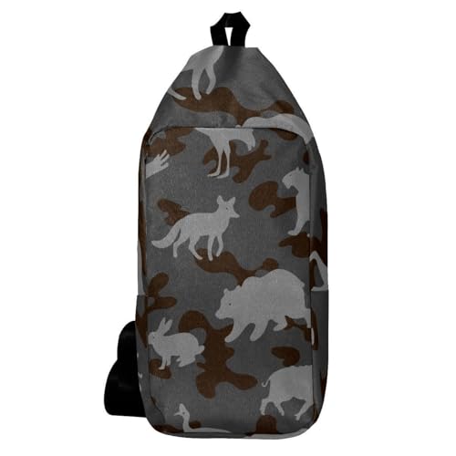Sac à bandoulière pour voyage et randonnée motif animaux forêt