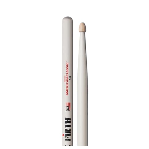 Vic FIrth - Baquetas de la serie American Classic® 5BW - Madera de nogal American - Punta de Madera - Color blanca